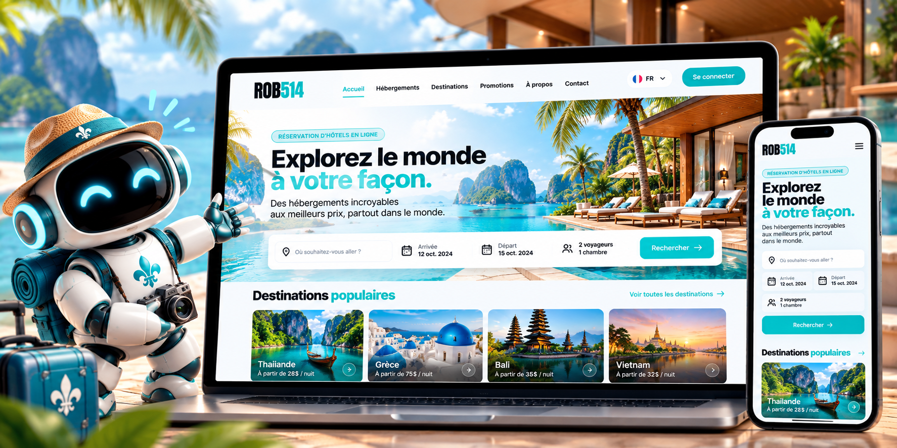 Concept ROB514 de plateforme de réservation d'hébergement